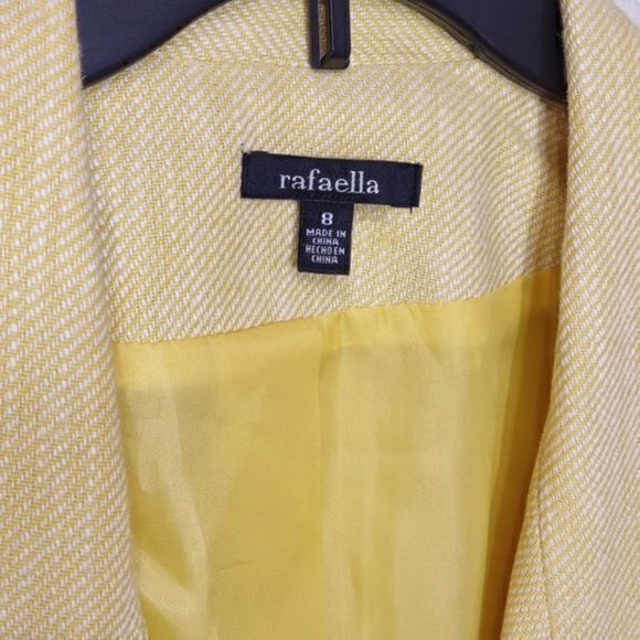 Rafaella Yellow Angled Open Front‎ Linen Blend Blazer NWT Sz 8 - Picture 4 of 14